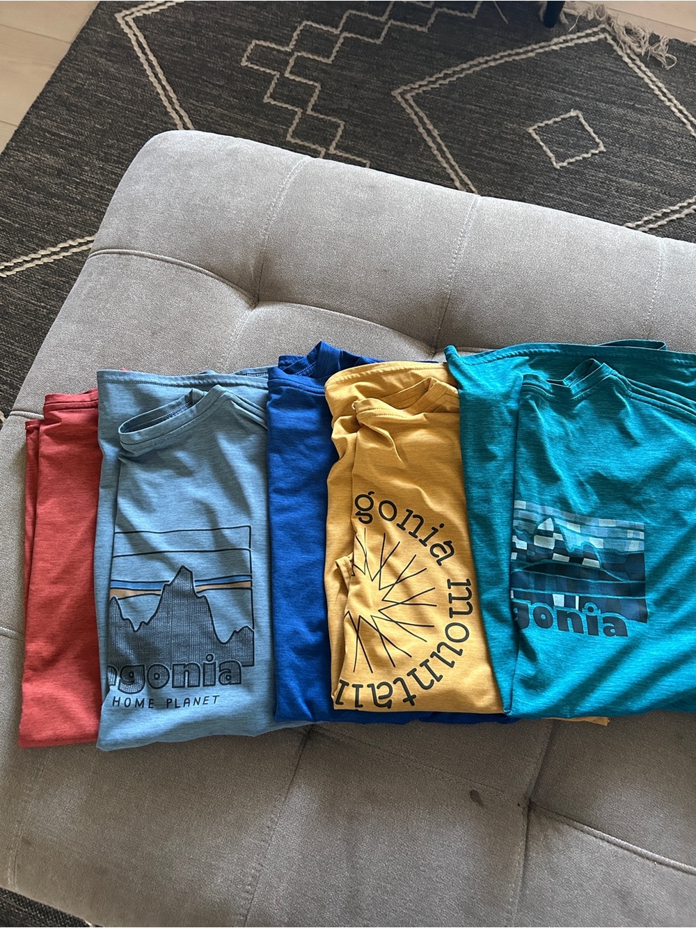 Patagonia Men's Short-Sleeve Crew Tee Pack - Blue, Teal, Light Blue, Red, Yellow - Picture 6 of 6